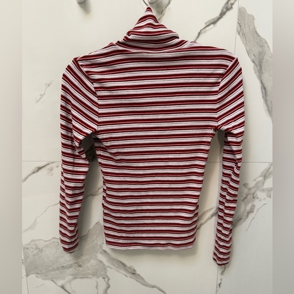 Levi's Red and White Striped Dreamy Turtleneck Long Sleeve Shirt - Picture 3 of 4